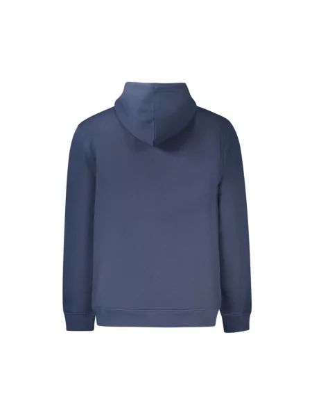 Lniana bluza z kapturem Tommy Hilfiger z kapturem niebieska