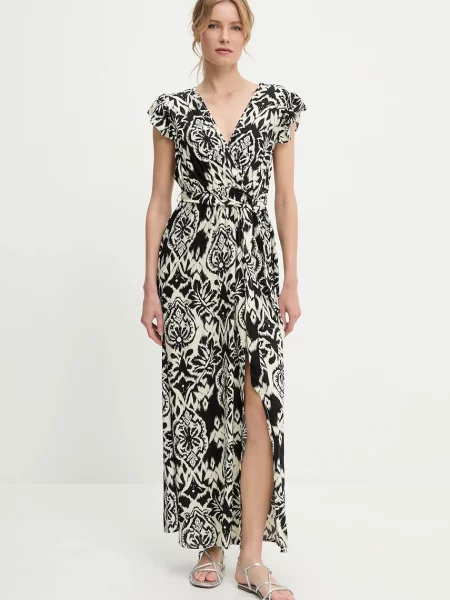 Рокля Answear Lab дълга разкроена черно