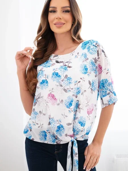 Bluză florală Kesi Włoski cu model floral alb
