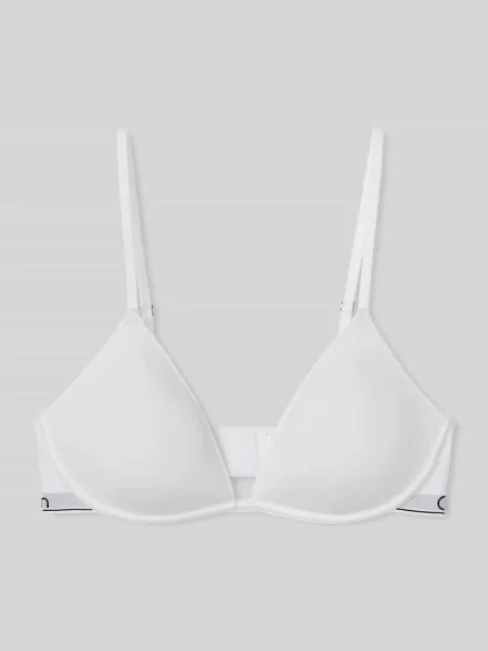 Biustonosz z mieszanki bawełny z dodatkiem streczu z pasem z logo Calvin Klein Underwear biały