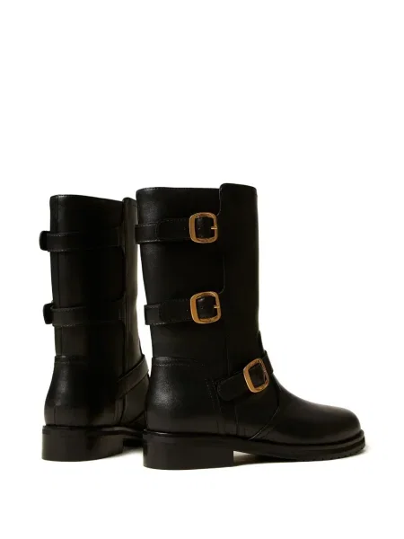 Botine Twinset cu cataramă biker negru