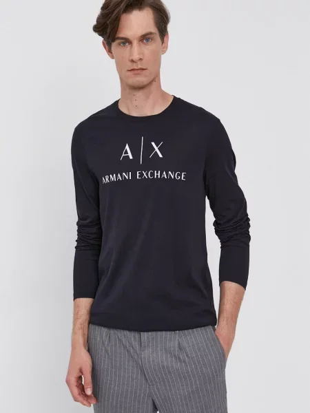 Тениска с дълъг ръкав Armani Exchange с принт тъмносиньо