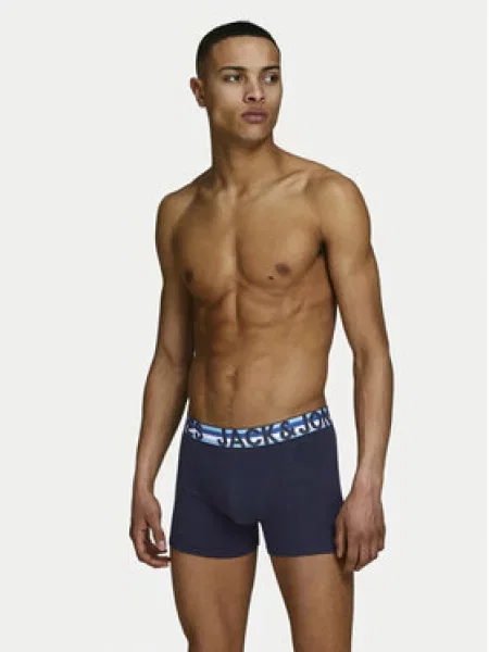 JACK & JONES Boxerky Henrik modrá / oranžová / černá bílá