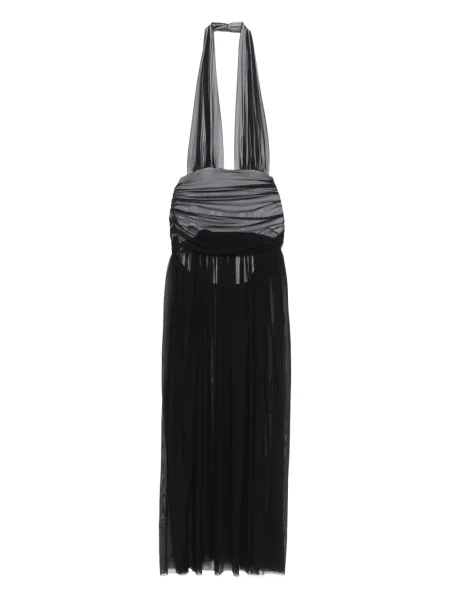 Rochie maxi Norma Kamali cu gât halter de costum negru