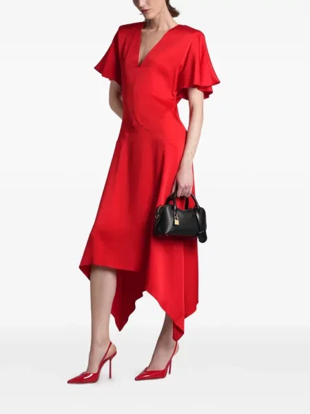 Rochie Stella Mccartney cu decolteu în V asimetrică roșu