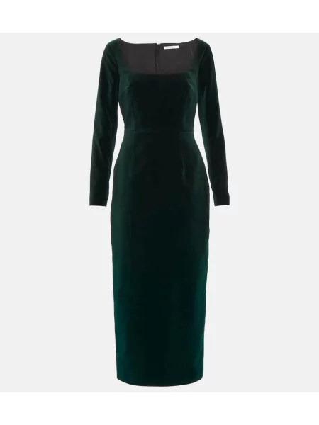 Aksamitna sukienka midi Emilia Wickstead do kolan garniturowa zielona
