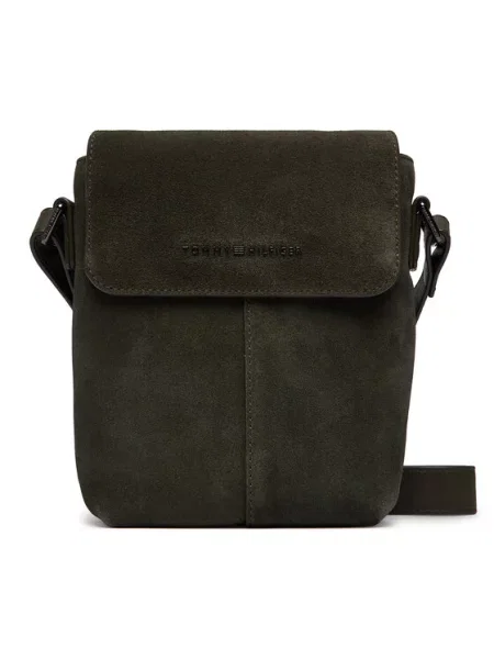 Tommy Hilfiger Torbica za okrog pasu Metal Logo Suede Crossbody Bag zelena