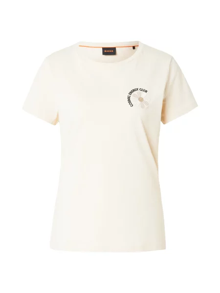 BOSS Tricou galben deschis / negru alb