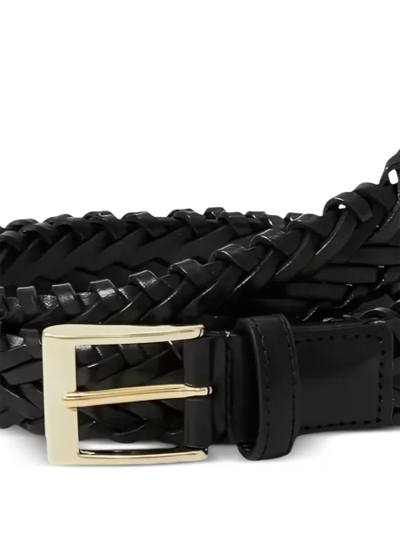 Cu centură curea Lardini din piele țesută negru