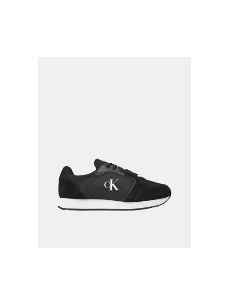 Calvin Klein Jeans Sneakersy Retro Runner Sock Lace Up Ny-Su Čierna biela