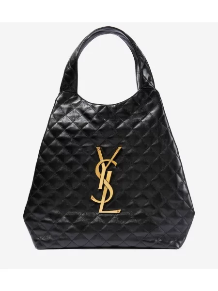 Usnjena shopper torbica Saint Laurent črna