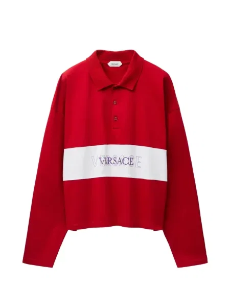 Tricou polo Versace din jerseu cu autograf roșu