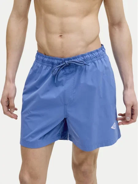 Spodenki kąpielowe o prostym kroju z detal z logo model Maui' Jack & Jones niebieskie