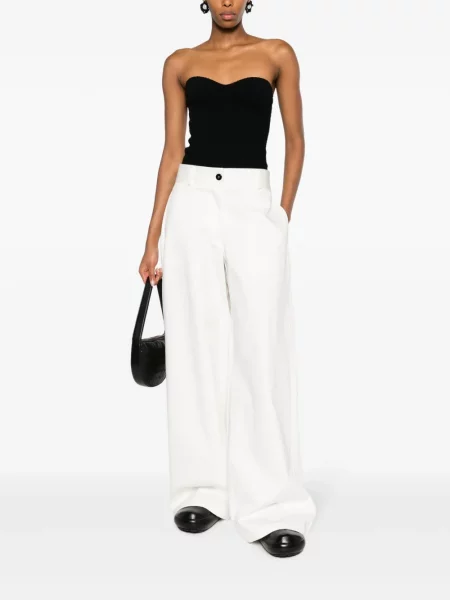 Plačiakojis juosmuo kelnės Jil Sander balta