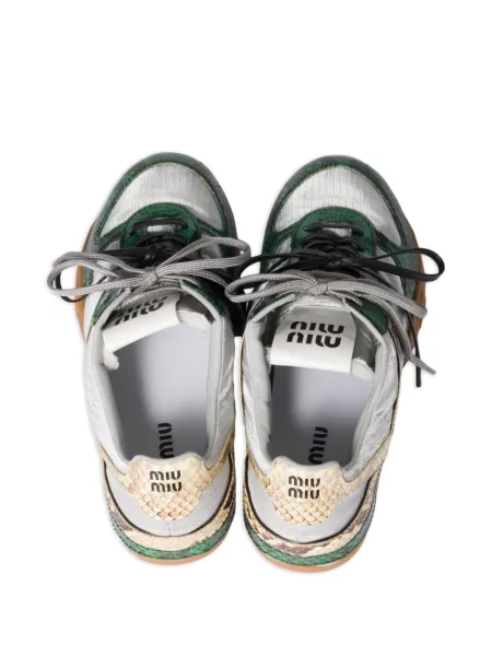 Sneakerși Miu Miu din piele gri