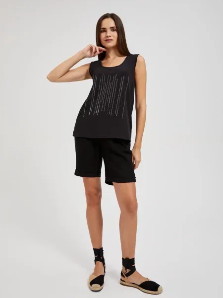 Top Moodo cu strasuri negru