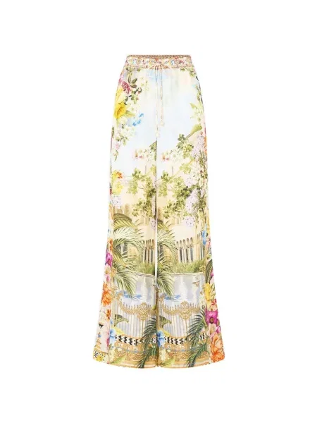 Pantaloni Camilla cu model floral cu imagine albastru