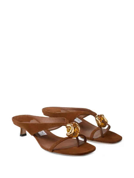 Papuci tip mules Jimmy Choo cu strasuri maro