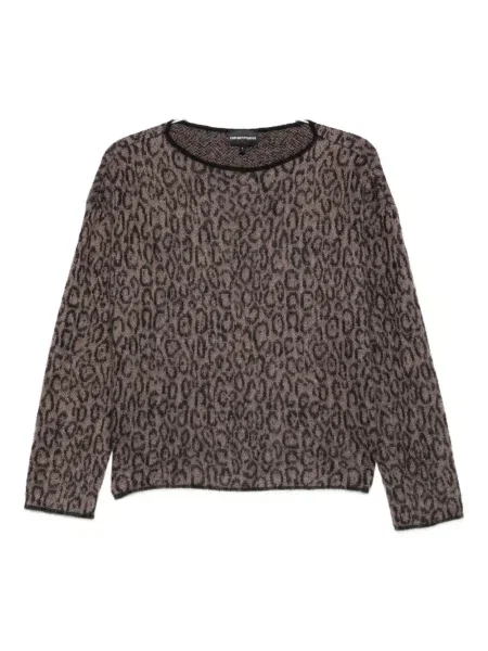 Пуловер Emporio Armani с принт с леопардов принт кафяво