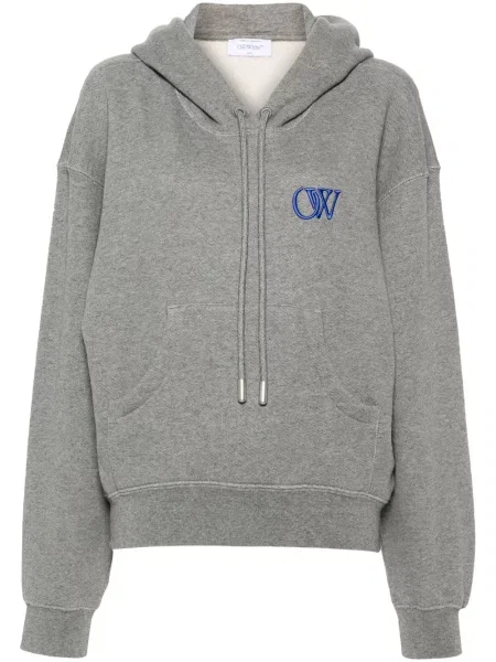 Hanorac cu glugă Off-white cu broderie