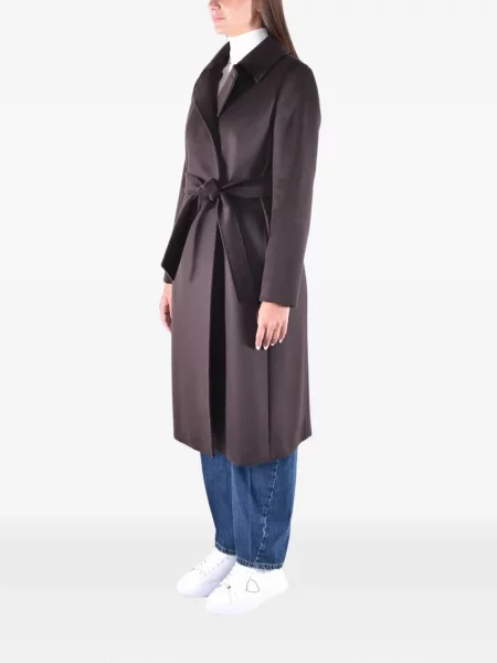 Cu centură palton Max Mara cu două rânduri de nasturi maro