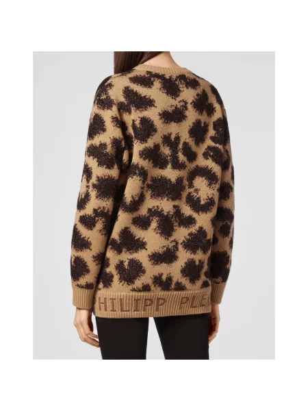 Sweter Philipp Plein wełniany brązowy