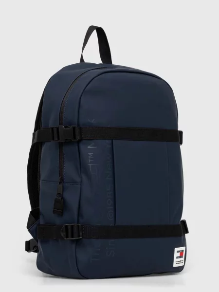 Duży lniany plecak Tommy Jeans niebieski