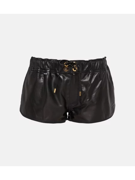 Pantaloni scurți Tom Ford din piele negru