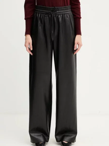 BOSS pantaloni lat high waist negru