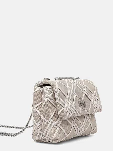 Tory Burch torebka Kira Woven Canvas Small beżowy