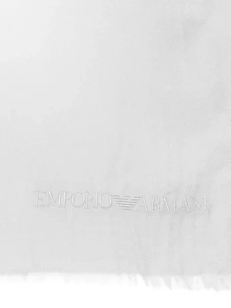 Κασκόλ Emporio Armani με κρόσσια λευκό