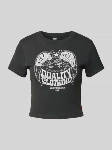 T-shirt z prążkowanym okrągłym dekoltem Levi's czarna