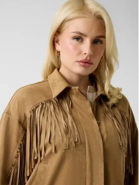 GUESS Prijelazna jakna Ibby devine dlake camel bež