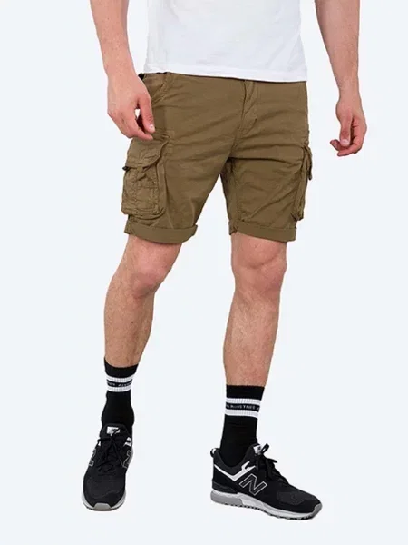 Къс панталон Alpha Industries кафяво зелено