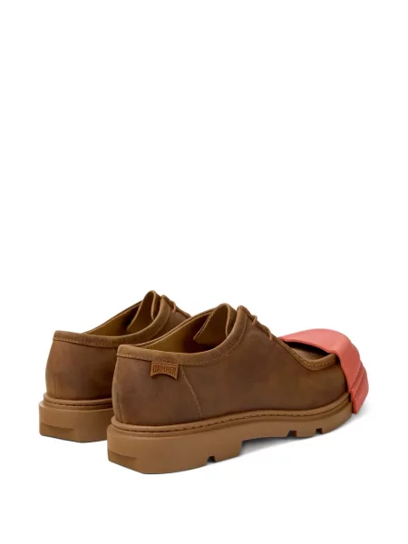 Czapka z daszkiem Camper sznurowana skórzana brązowa