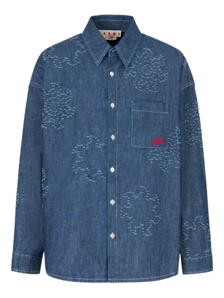 Dlouhá košile Marni s dlouhými rukávy modrá