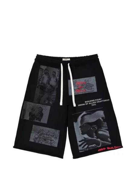Pantaloni scurți Bldg4 cu imagine negru