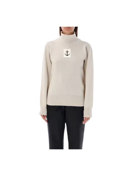 Sweter z golfem Jil Sander wełniany do golfa biały