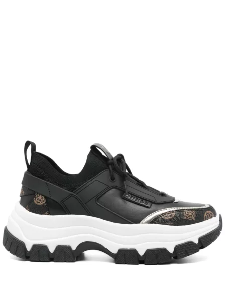 Маратонки Guess с автограф черно