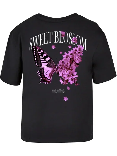 Mister Tee Tričko Sweet Blossom And Beauty fialová / orchideová / čierna biela