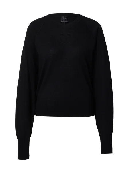 PINKO Svetr PINKO LANZAROTE MAGLIA LANA LOGO IN TRASPARENZA Maglieria' černá
