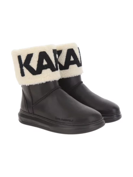 Botki Karl Lagerfeld skórzane z logo czarne