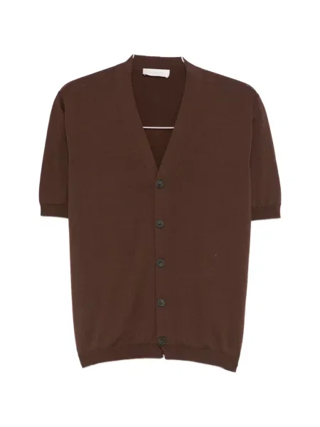 Kardigan Luigi Gentile z dekoltem w serek brązowy
