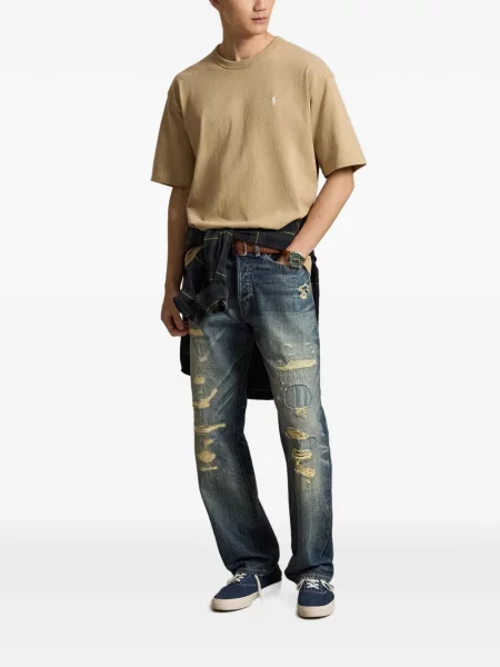 Polo Polo Ralph Lauren με σχέδιο με στρογγυλή λαιμόκοψη από ζέρσεϋ μπλε