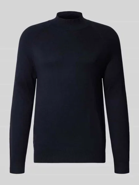 Sweter z dzianiny o kroju regular fit z mieszanki bawełny model ‘TITO’ Strellson granatowy