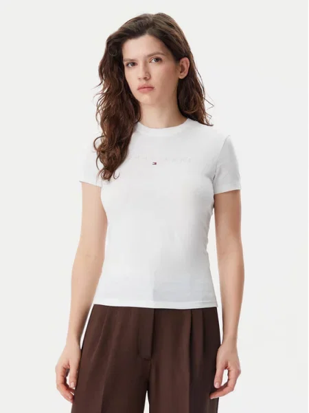 Tommy Jeans Marškinėliai Tonal Linear Écru