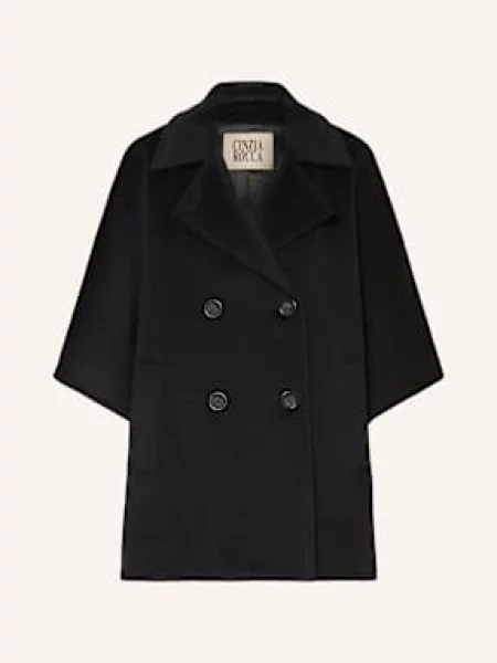 Cinzia Rocca Ponczo Z Dodatkiem Alpaki schwarz czarne