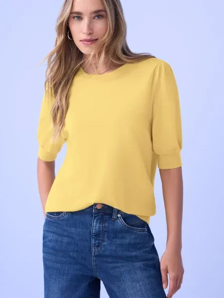 Street One Sweter Kobiety drobna dzianina jednolity 36 żółty