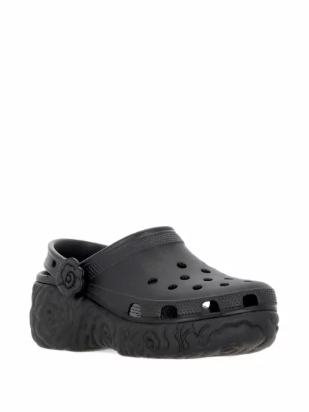 Φλοράλ mules Crocs με πλατφόρμα κλασικό μαύρο