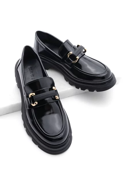 Pantofi loafer Marjin cu cataramă casual negru